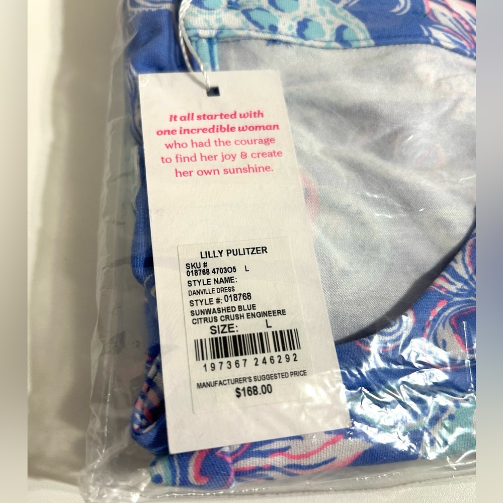 NWT Lilly Pulitzer Danville Dress Sunwashed Blue Citrus‎ Crush - Picture 6 of 6